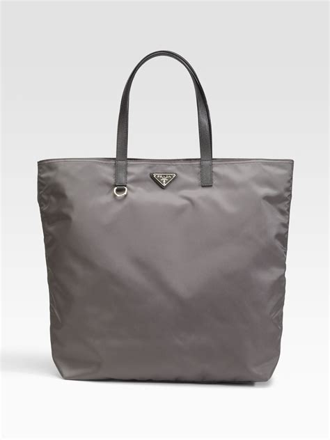 prada grey leather tote bag|prada tote bag nylon.